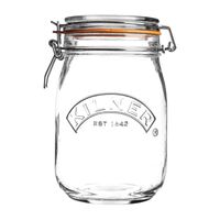 Kilner Clip Top Round Preserve Jar Clear Glass Dishwasher Safe 1L - Pack of 4