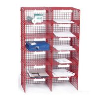 Coloured wire mail sort units, red, 12 compartments
