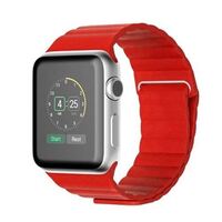 Mybandz Apple Watch 42/44mm mágneses bőr óraszíj piros (APW422345)