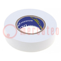Tape: electrical insulating; W: 19mm; L: 18m; Thk: 0.18mm; white