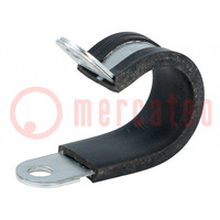 Fixing clamp; ØBundle : 21mm; W: 15mm; steel; Ømount.hole: 6.4mm
