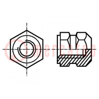 Threaded insert; brass; without coating; M6; BN 1043; L: 12.8mm