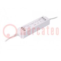 Power supply: switched-mode; LED; 60W; 12VDC; 5A; 220÷240VAC; IP67