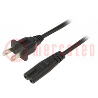 Câble; 2x0,75mm2; IEC C7 femelle,NEMA 5-15 (B) prise; PVC; 1,8m