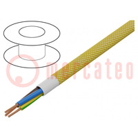 Leitungen; H03VV-F,OMY; 3G0,75mm2; rund; Line; Cu; PVC; Textil; gelb