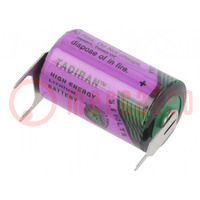 Batterij: lithium (LTC); 3,6V; 1/2AA,1/2R6; 1100mAh; Ø14,7x25,2mm