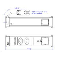 BACHMANN POWER FRAME M 2xCH, 1xUSB C 30W 1xCM 0,2m GST18 Schweiz