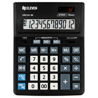ELEVEN CDB1201BKE CALCULATRICE ÉCONOMIQUE, 12 CHIFFRES, FONCTIONNEMENT SOLAIRE/PILES, NOIR KALCDB1201BK ELEVEN