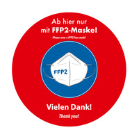 Fußbodenmarkierung / Hinweisaufkleber / Outdoor Bodenaufkleber „FFP2-Maske tragen“