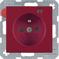 Berker Steckdose mit Schutzkontaktstift und Kontroll-LED S.1/B.3/B.7 rot, glänzend