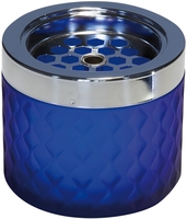 Windaschenbecher Ø 9,5 cm, H: 8 cm Glas, matt-blau, gefrosted Metall verchromt