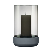 Windlicht -CALMA- Steel Gray & Smoke Size M, Ø 12 cm. Material: Beton, Glas