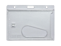 Card Holder out of Hard Plastic for Plastic-Card with Hole for Lanyard/Strap, horizontal, transparent (VPE 50 pc/Kt.)