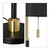 Relaxdays Tischlampe mit Zugschalter, elegante Nachttischlampe mit Stoffschirm, E27 Fassung, HD 69 x 24 cm, schwarz-gold