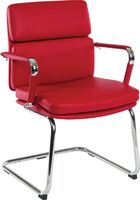 Deco Cantilever Retro Style Faux Leather Reception/Boardroom/Visitors Chair Red - 1101RD -