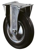 Transportgeräte-Bockrolle, Gummi schwarz, Durchm. 160 mm, Traglast 135 kg, Rolle