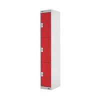 Three Compartment Express Standard Locker 300x300x1800mm Red Door MC00144