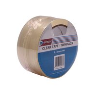 GoSecure Twin Pack Tape 25mmx66m Clear (Pack of 6) PB02305