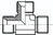 Zeichnung: T-Verschraubung mit G-Gewinde (60° Universaldichtkegel, außen)