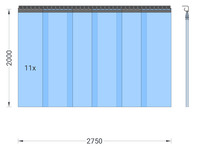 Foto 1 von PVC-Streifenvorhang, Lamellen 300 x 3 mm transparent, Höhe 2,00 m, Breite 2,75 m (2,30 m), Edelstahl