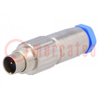 Connector: M9; plug; male; Plating: gold-plated; Urated: 60V; IP65