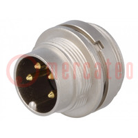Connector: M16; socket; male; soldering; PIN: 4; 5A; 250V; IP40