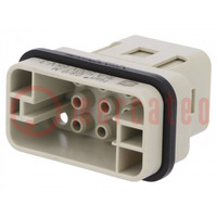Connector: HDC; contact insert; male; Han Q; PIN: 9; 8+PE; crimped