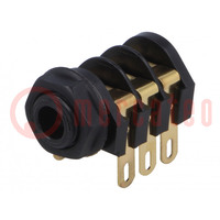 Socket; Jack 6,3mm; female; stereo,with triple switch; ways: 3