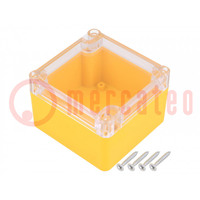 Enclosure: multipurpose; X: 80mm; Y: 82mm; Z: 55mm; ABS; yellow; IP65