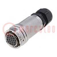 Connector: circular; plug; for cable; PIN: 19; female; soldering