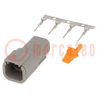 Connector: wire-wire; plug; male; DTM; for cable; PIN: 4; crimped