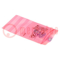 Protection bag; ESD; L: 254mm; W: 203mm; Thk: 75um; 100pcs; pink