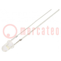 LED; 3mm; bianco freddo; 2180÷3000mcd; 70°; Frontale: convesso
