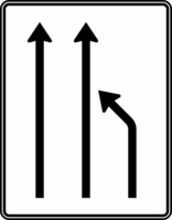 Modellbeispiel: VZ Nr. 531-11 Einengungstafel ohne Gegenverkehr, Einzug rechts u. noch 2 Fahrsteifen
