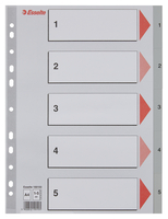 PlastikregisterA4 1-5, PP, 5 Blatt, grau