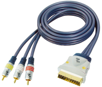 Transmedia BBVM11-3L Videokabel-Adapter 3 m 3 x RCA SCART (21-pin) Blau