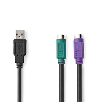 Nedis CCGP60830BK03 PS/2-kabel 0,3 m 2x 6-p Mini-DIN USB A Zwart
