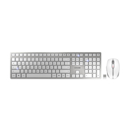 CHERRY DW 9000 SLIM keyboard Mouse included RF Wireless + Bluetooth US English Silver, White