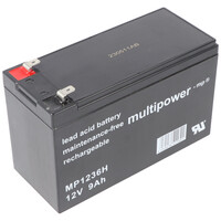 MP1236H Multipower Blei Akku 12 Volt 9000mAh mit zwei Faston Kontakten 6,3mm 151x65x102mm,