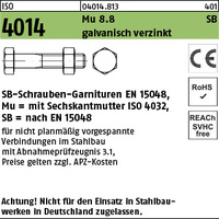 ISO 4014 8.8 CE Mu M 20 x 70 galv. verzinkt, SB nach EN 15048 gal Zn VE=S