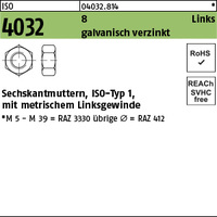 ISO 4032 8 M 10 -LH galv. verzinkt gal Zn VE=S