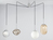 LED Pendelleuchte mit 4 Relief Glas Lampenschirmen, Höhe 166cm