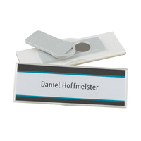 Ansteckschild / Personenschild / Namensschild „Podio Paper slim“ | weiß mit Magnet „Premium” (grau)