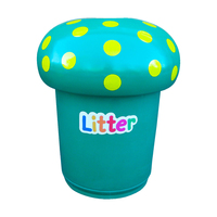 Mushroom Litter Bin - 90 Litre - with Spots and Litter Letters - Light Green (10-14 working days) - Plastic Liner