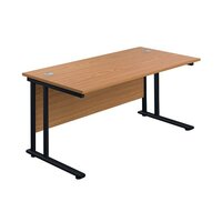 Jemini Rectangular Double Upright Cantilever Desk 1600x800mm Nova Oak/Black KF820178