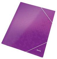 LEITZ Chemise WOW 3 rabats à élastiques, en carte pelliculée, coloris Violet