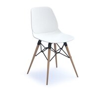 Strut multi-purpose chair with natural oak 4 leg frame and black steel detail - white