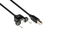 Verlängerung USB 2.0 Stecker B an Einbaubuchse B, CU, schwarz, 0,5m, Good Connections®
