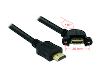 Kabel HDMI A Stecker an HDMI A Buchse zum Einbau 110° gewinkelt 1m, Delock® [85103]