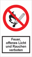 Warnaufsteller - Feuer, offenes Licht und Rauchen verboten, Gelb, 72 cm, Massiv